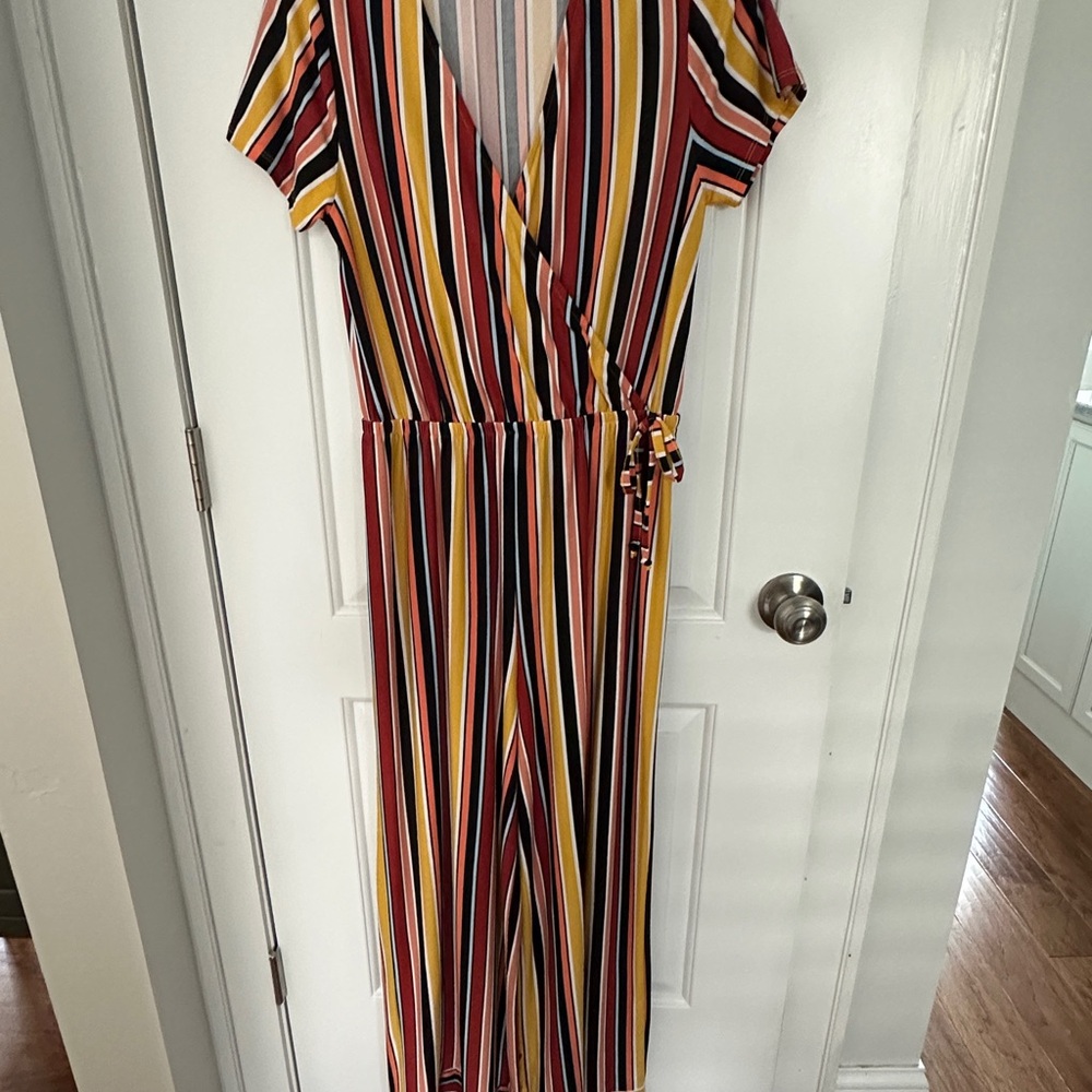 Striped V-Neck Jumpsuit